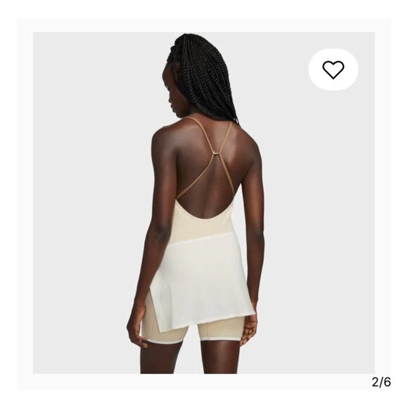 Jacquemus x Nike Beige Ribbed Knit Romper With Sheer Wrap Skirt Womens XS - Picture 2 of 10